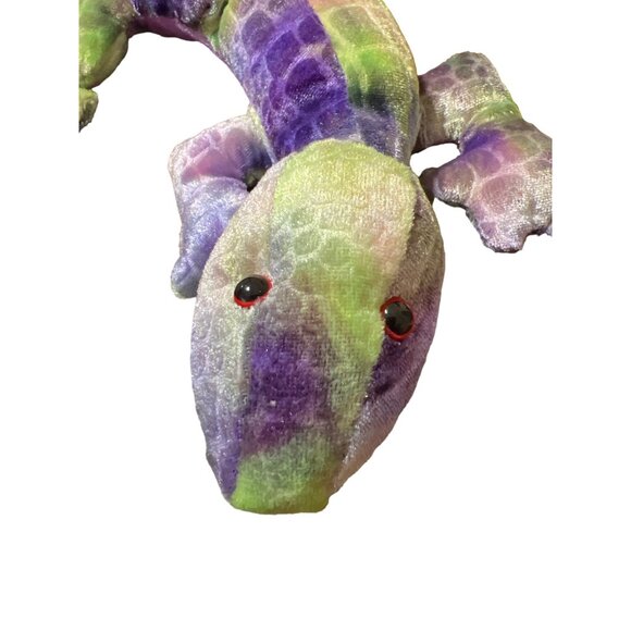 Colorful Geometric Plush Lizard By Six Flags Reptile Gecko Green Purple 15.5" - Picture 2 of 5